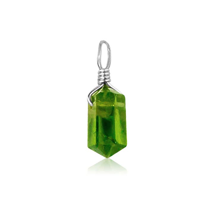 Peridot Mini Double Terminated Crystal Point Pendant for wholesale by Luna Tide