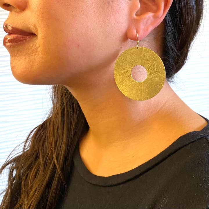 BURST LARGE Dramatic Disc Earrings explode with style for wholesale by Chick Boss LLC