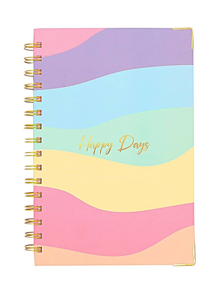 8.50 x 5.50in - A5 UnDated Daily Planner - Pastel Rainbow for wholesale by Doodle