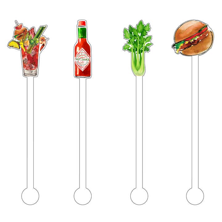 MAKE ME A BLOODY MARY ACRYLIC STIR STICKS COMBO for wholesale by XO ACRYLICS | ACRYLIC STICKS