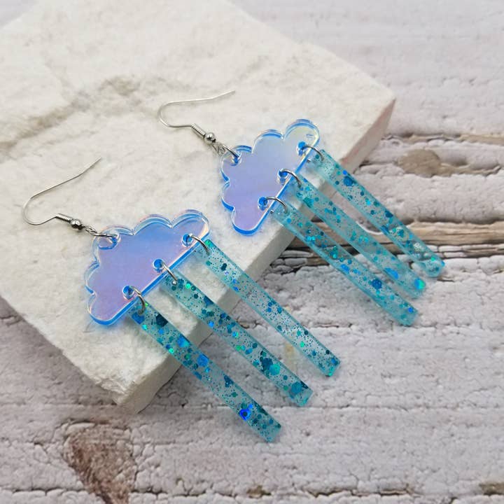 Pendientes acrílicos Cloud Raindrop para venta al por mayor de Treasure Wholesale