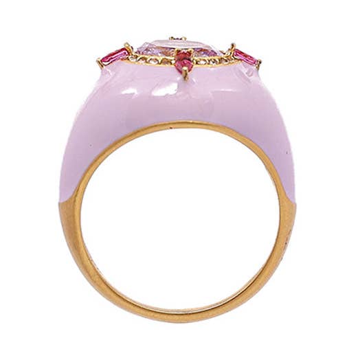 Bague Nicoline - Émail rose pour la vente par Camilla Øhrling Jewelry