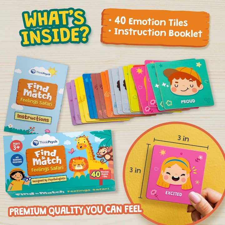 ThinkPsych - Wholesale Learning Cards - Kids & Baby - Find & Match - Feelings Safari5