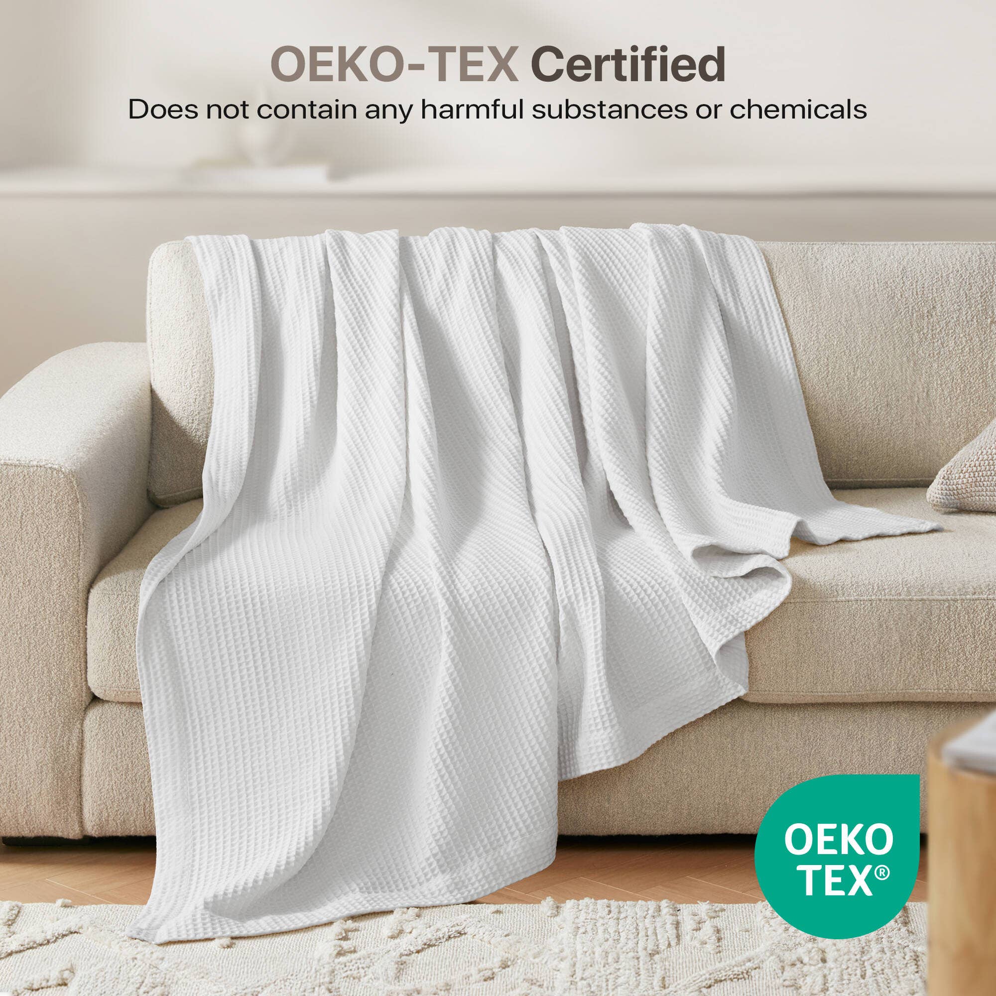 Olliix - Wholesale Bedding Blanket - 100% Cotton Waffle Weave Cozy Bedding Blanket, White8