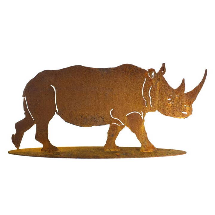 Overwrought - Wholesale Outdoor ornament/decor - Rhinoceros Stand Garden Art