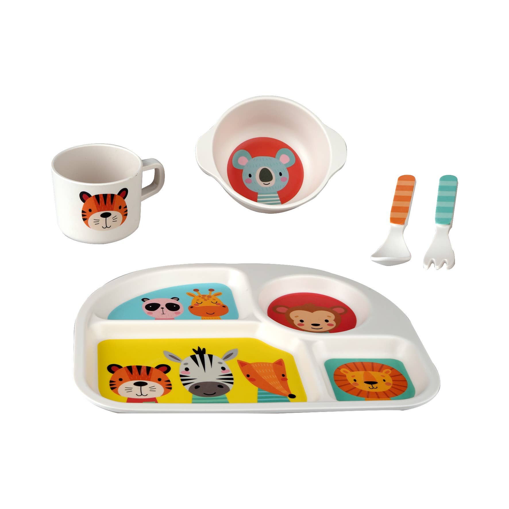Barbo Toys - Wholesale Dinnerware Set - Kids & Baby - BoBo 5 pieces Colourful Mealtime Set with 4 room plate1