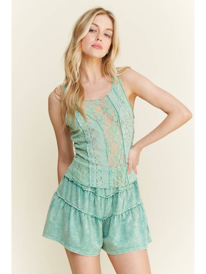 J.Her - Wholesale Shorts - Women's - MineralWashed Ruffle mini shorts HP58509