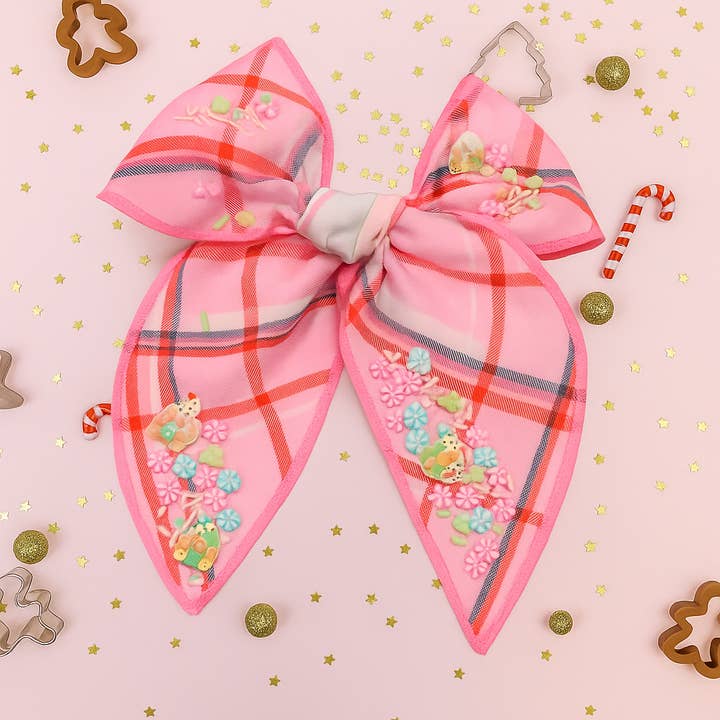 Mesh Shaker Bow - Sugarplum Plaid for wholesale by Cheeky Plum
