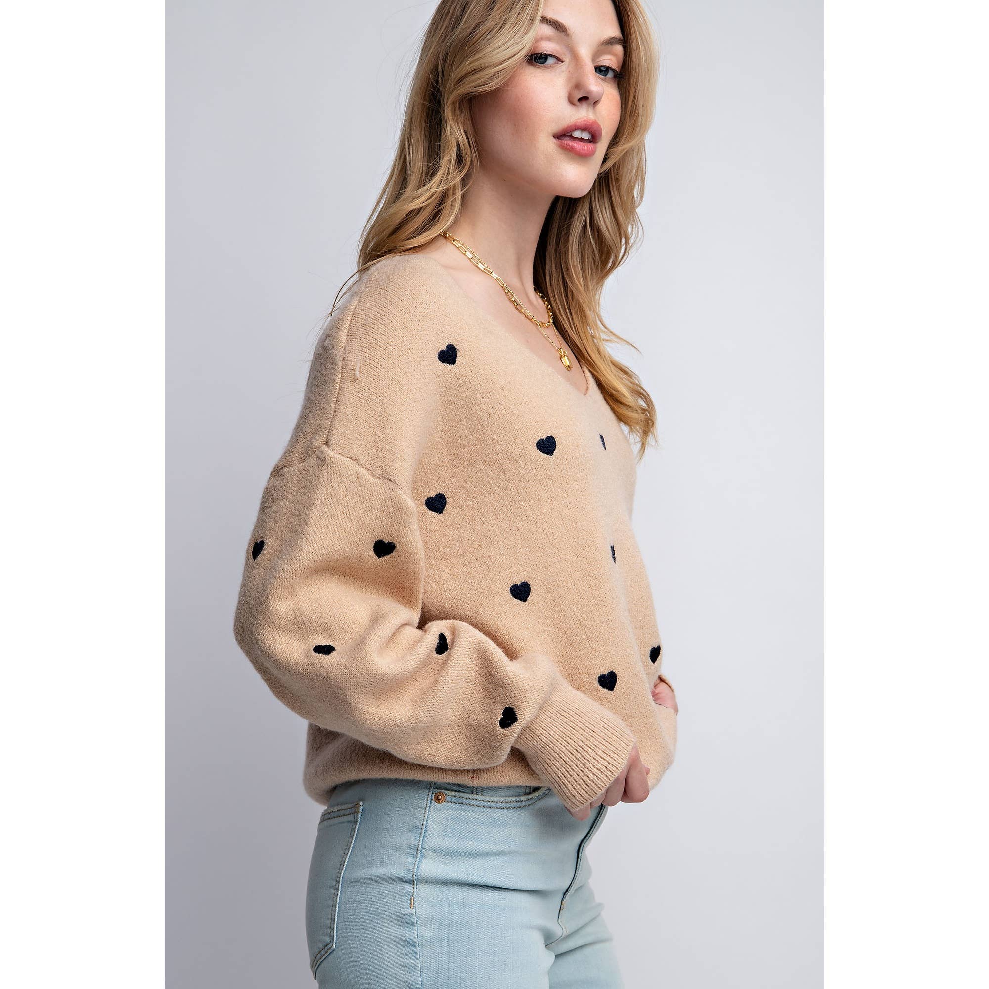 Sweet Generis - Wholesale Knit Sweater - Women's - HEART PATTERN BOXY KNIT PULLOVER SWEATER24