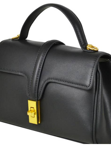 IT55 Camel Leather Brown Leather Handbag with Gold Clasp (Copy) for wholesale by JIJOU CAPRI