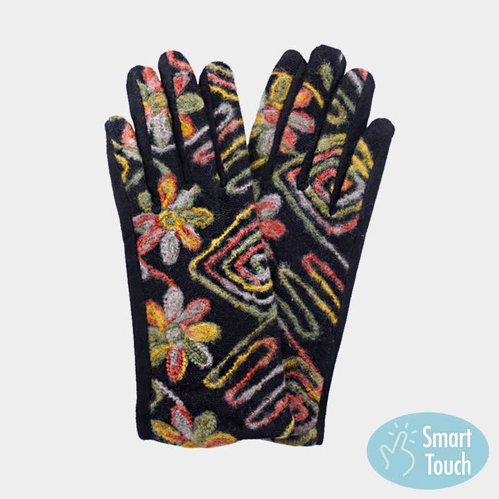 Sensibling Corp. - Wholesale Gloves - Women's - Abstract Yarn Embroidered Smart Touch Gloves4