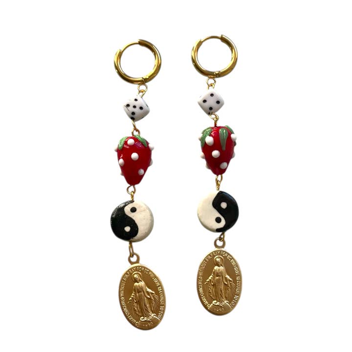 Holy Holy Mary yin yang hoops
for wholesale by Holy Recycle
