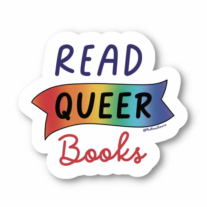 Read Queer Books Reading Vinyl Sticker for wholesale by Fluffmallow (Custom duties for USA are pre-paid by us)
