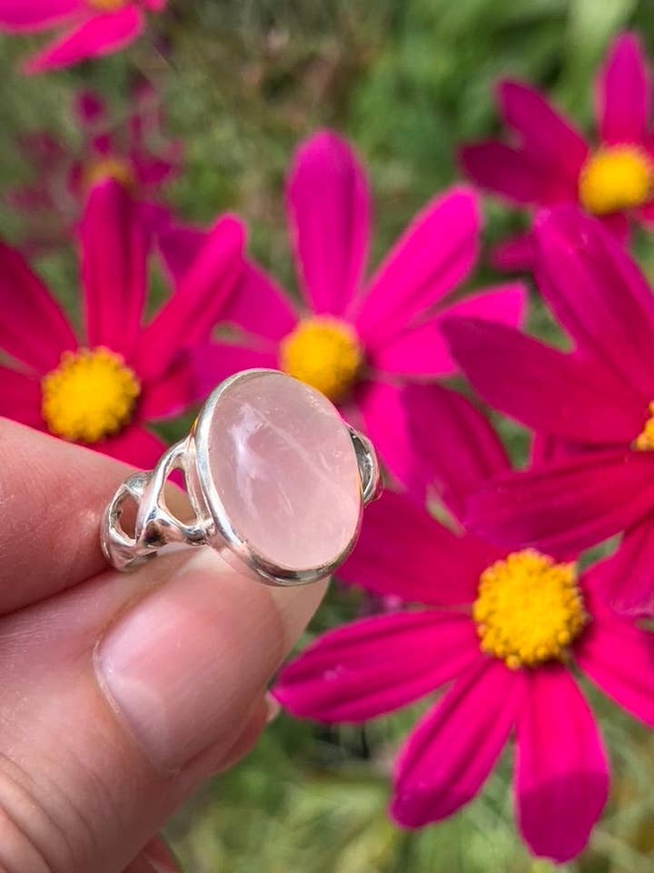 Rose Quartz Ring size 8 for wholesale by Wild Peonies Xo