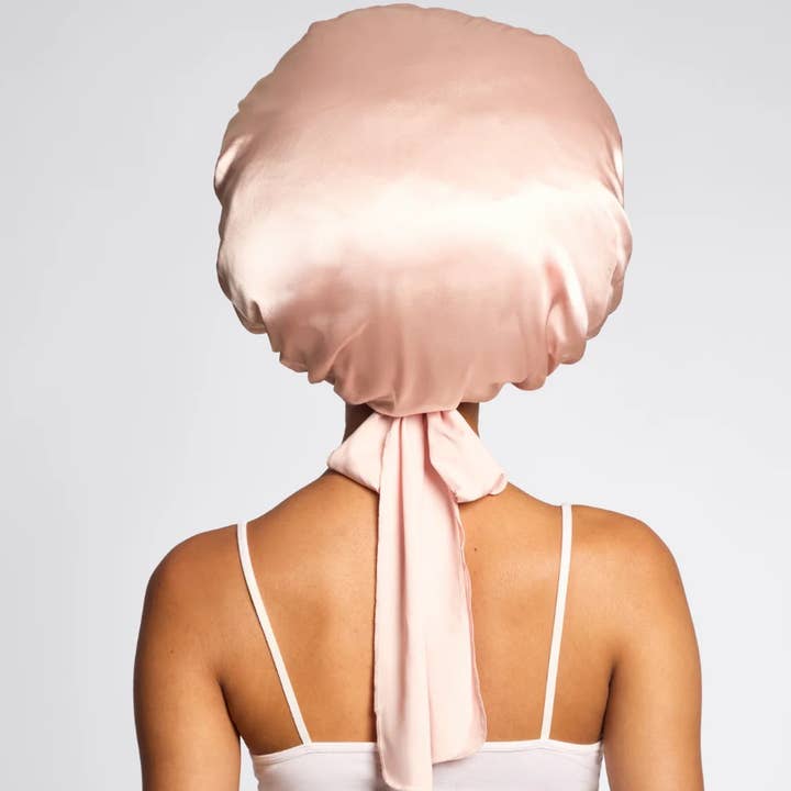 KITSCH - Wholesale Sleep Cap / Bonnet - Women's - Adjustable Oversized Satin Bonnet- Blush