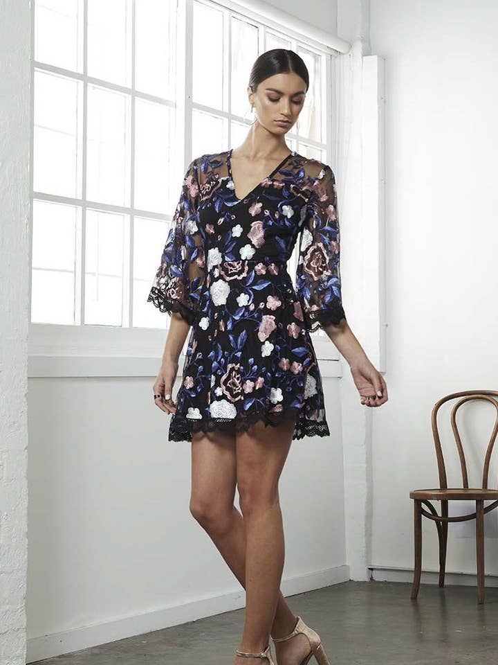 Status Floral Mesh Dress for wholesale by SHILLATHELABEL