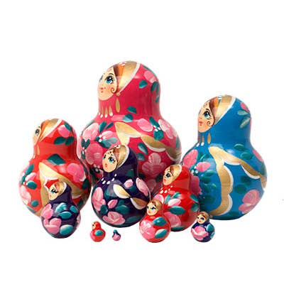 Golden Cockerel - Wholesale Doll - Kids - Multicolored Nesting Doll 10pc./5"1