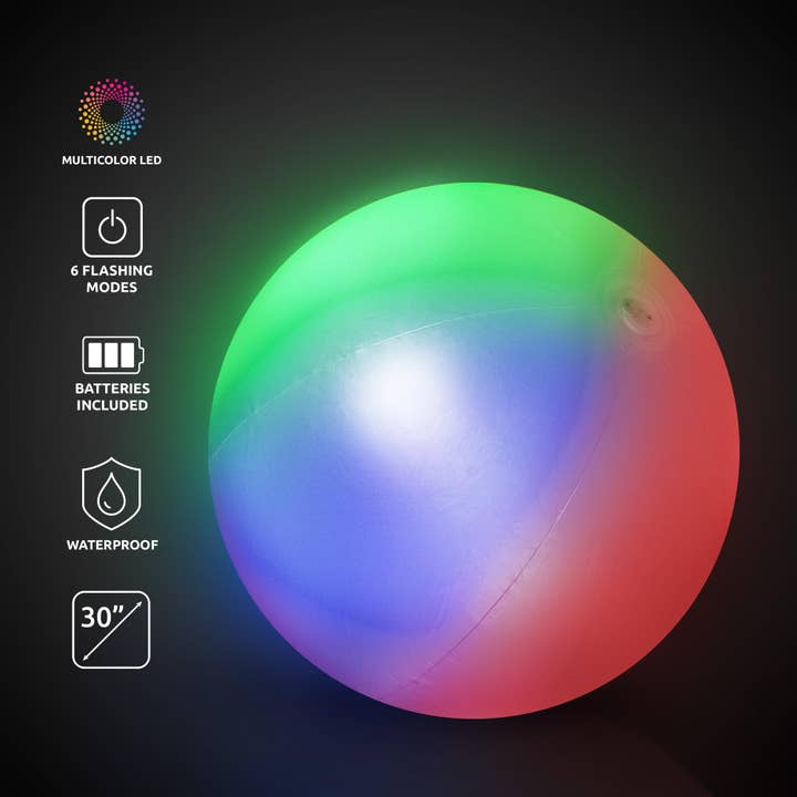 Windy City Novelties - Wholesale Beach/Pool Toy - Kids & Baby - 30" Multi-Color LED Light-Up Beach Balls2