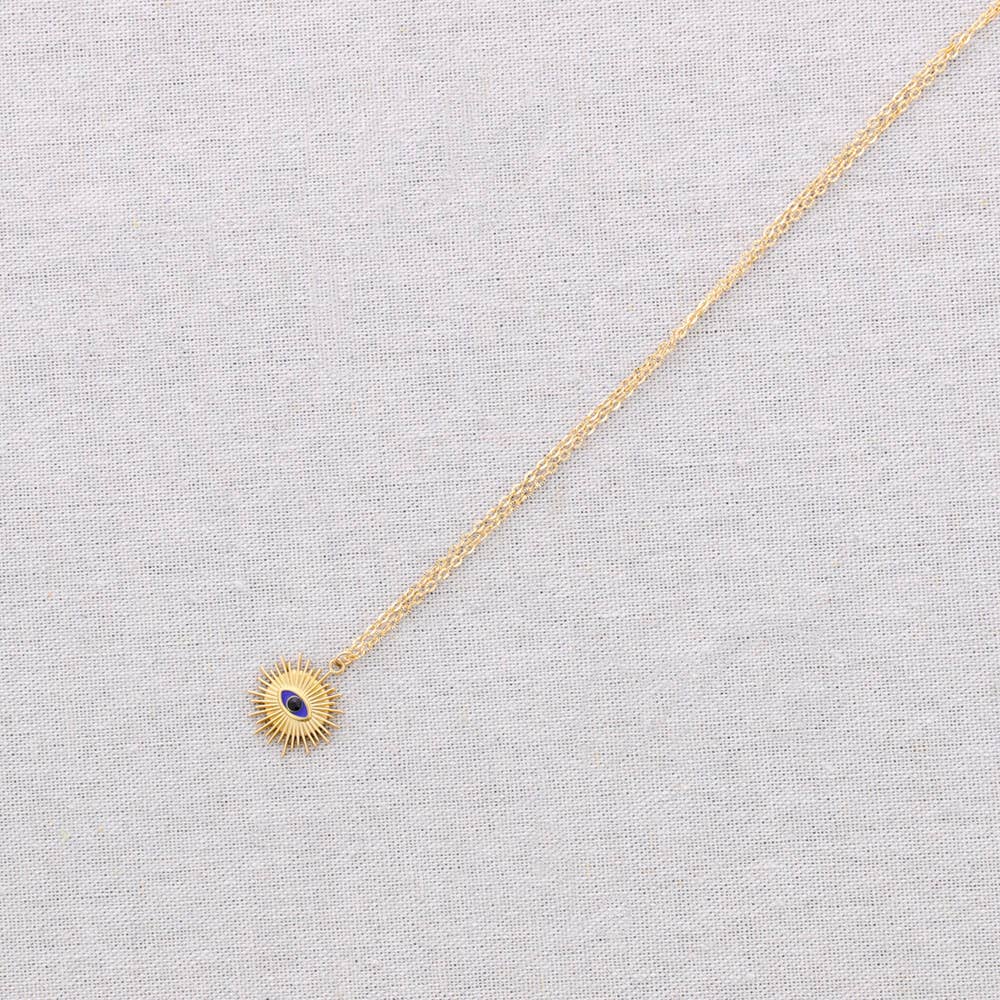 Sonata - Wholesale Snap Jewelry - Steel Choker with Sun and Turkish Eye Pendant3