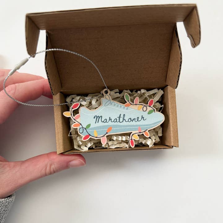 Marathoner Ornament for wholesale by Keegsie Running