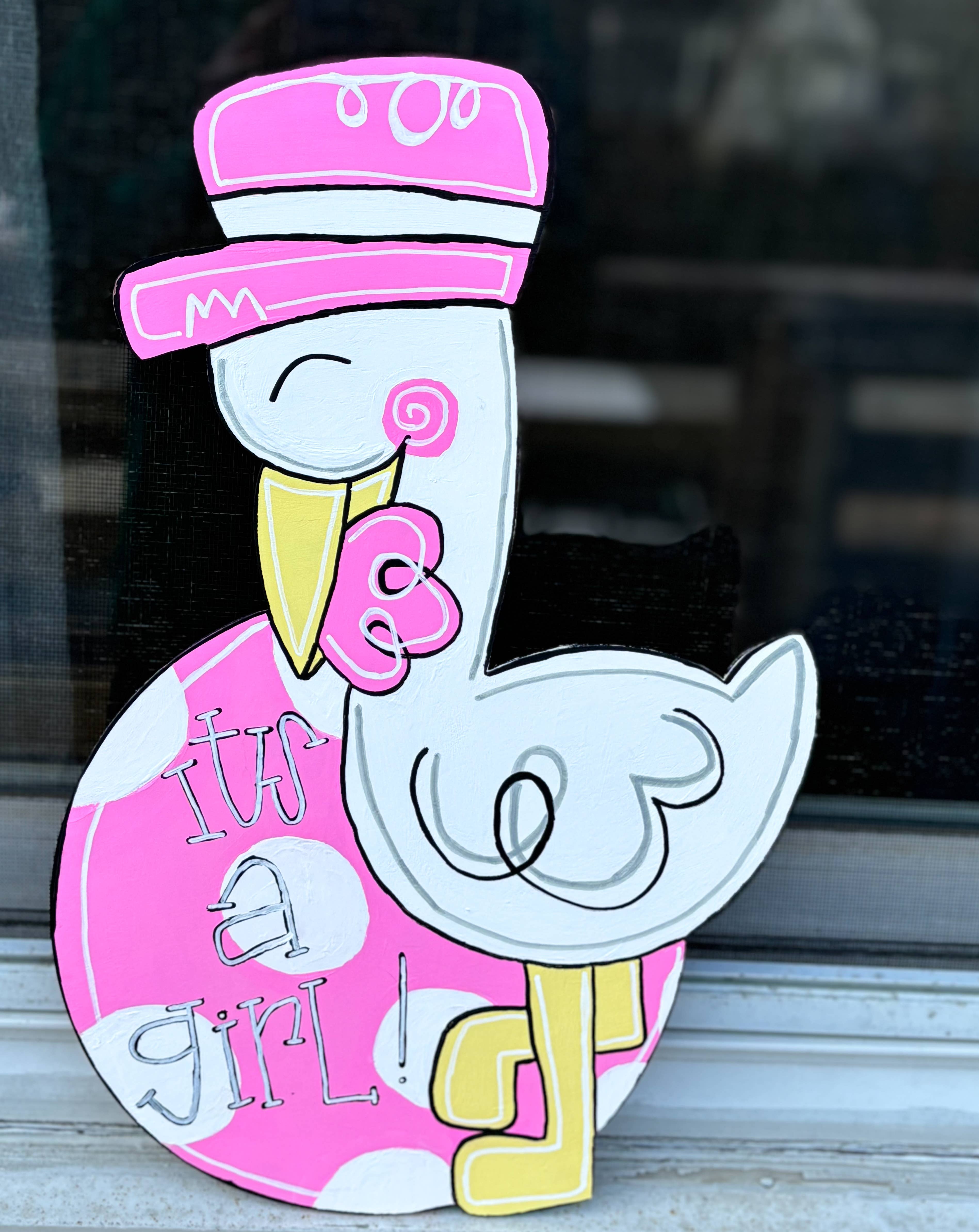 OBX Prep - Wholesale Sign - Hand-Painted Stork Birth Announcement Sign – It’s a Boy or I0