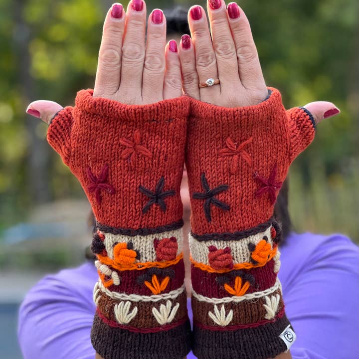Lungta Imports - Wholesale Gloves - Women's - Woolen Hand Knit Fingerless Fleece Lined Gloves, Hand Warmer27