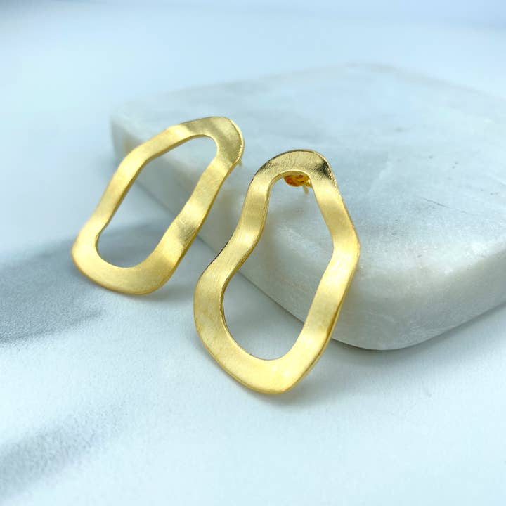 DIJU Jewelry – Großhandel Hoops – Mit 18 Karat Gold gefüllte ovale, strukturierte und unregelmäßige Ohrringe, moderne Ohrringe, Zubehör für die Schmuckherstellung im Großhandel