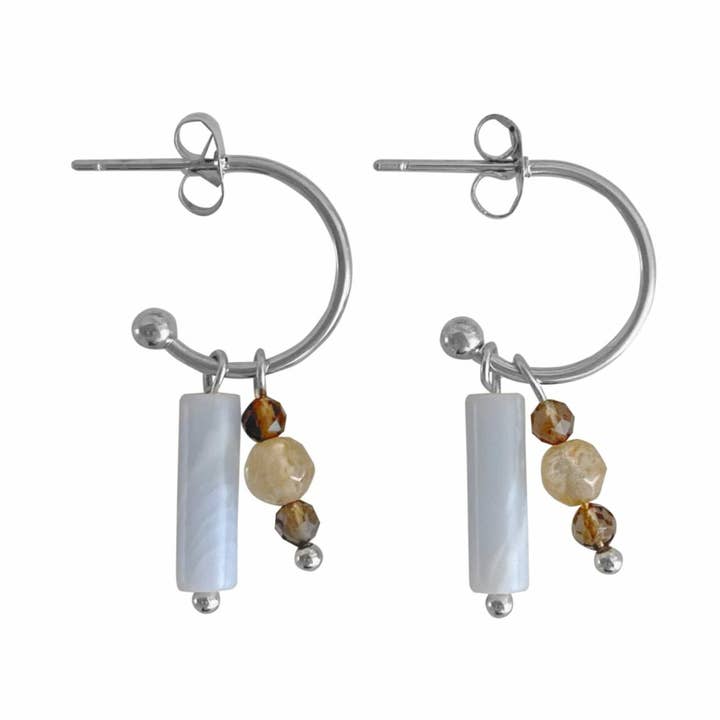 Orecchini in argento con acquamarina, quarzo fumé e citrino per la vendita all'ingrosso da parte di Saint Clairmont