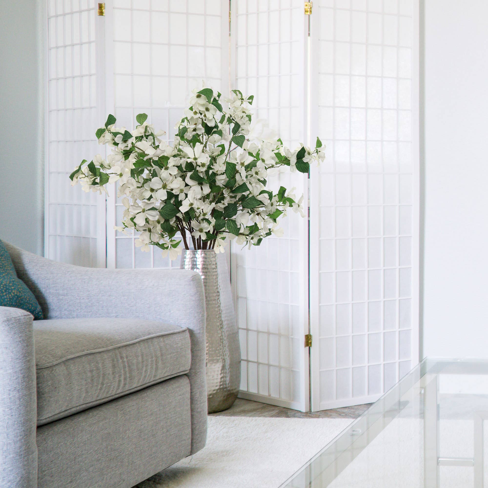 Larksilk - Wholesale Artificial Flowers - 42" White Dogwood Spray With Lifelike Silk Flowers2