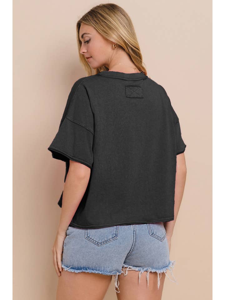 Oddi - Wholesale T-Shirt - Women's - Plus Flag Star Sequin Patch Top1