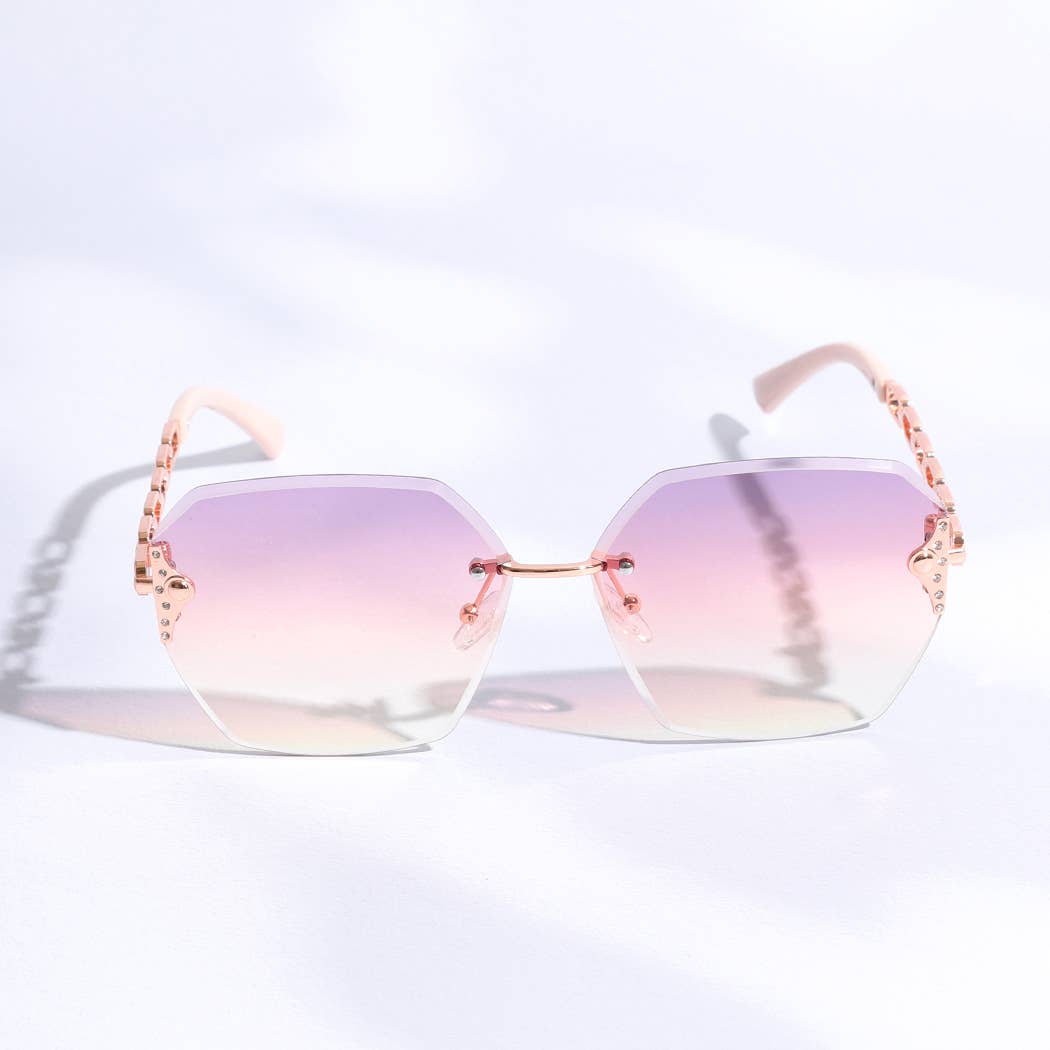  ASSORTED COLOR Hexagon Lenses Linked Design Legs Sunglasses for wholesale on Faire4