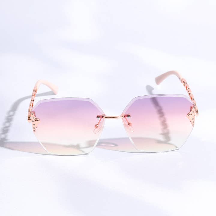 ASSORTED COLOR Hexagon Lenses Linked Design Legs Sunglasses for wholesale on Faire4