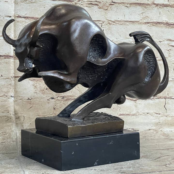 Bronzhaus - Vente Sculpture - Statue de taureau en bronze d'art moderne Milo originale abstraite milieu du siècle
