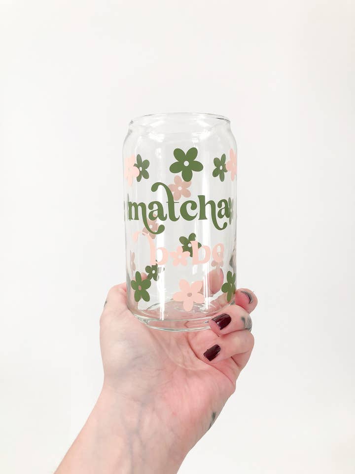 Matcha Babe Glass Can for wholesale by Ellie Jade Co