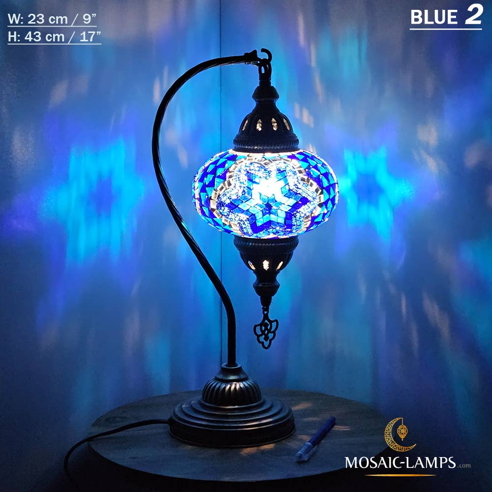 Mosaic Lamps - Wholesale Accent/Desk Lamp - 10+Colors - Gooseneck Large Globe Mosaic Table Lamp, Turkish2
