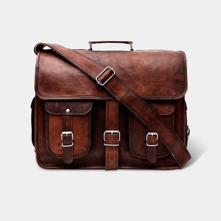 MaheTri LLC - Leather & Lifestyle Goods - Wholesale Messenger Bag - Men's - The Daily Leather Messenger Bag