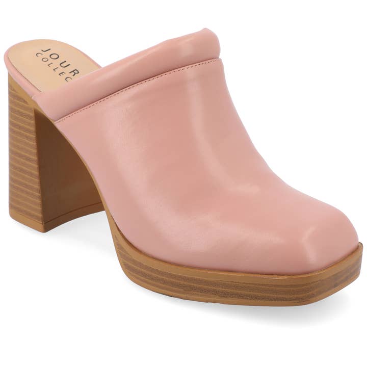 Journee - Wholesale Platform Heels - Women's - Izara Block Heeled Mules In Faux Leather3
