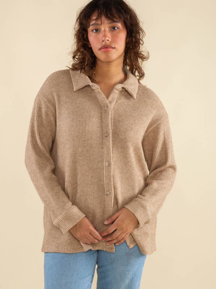 NLT - Wholesale Button Down Shirt - Women's - Shore Waffle Button Down Shirt