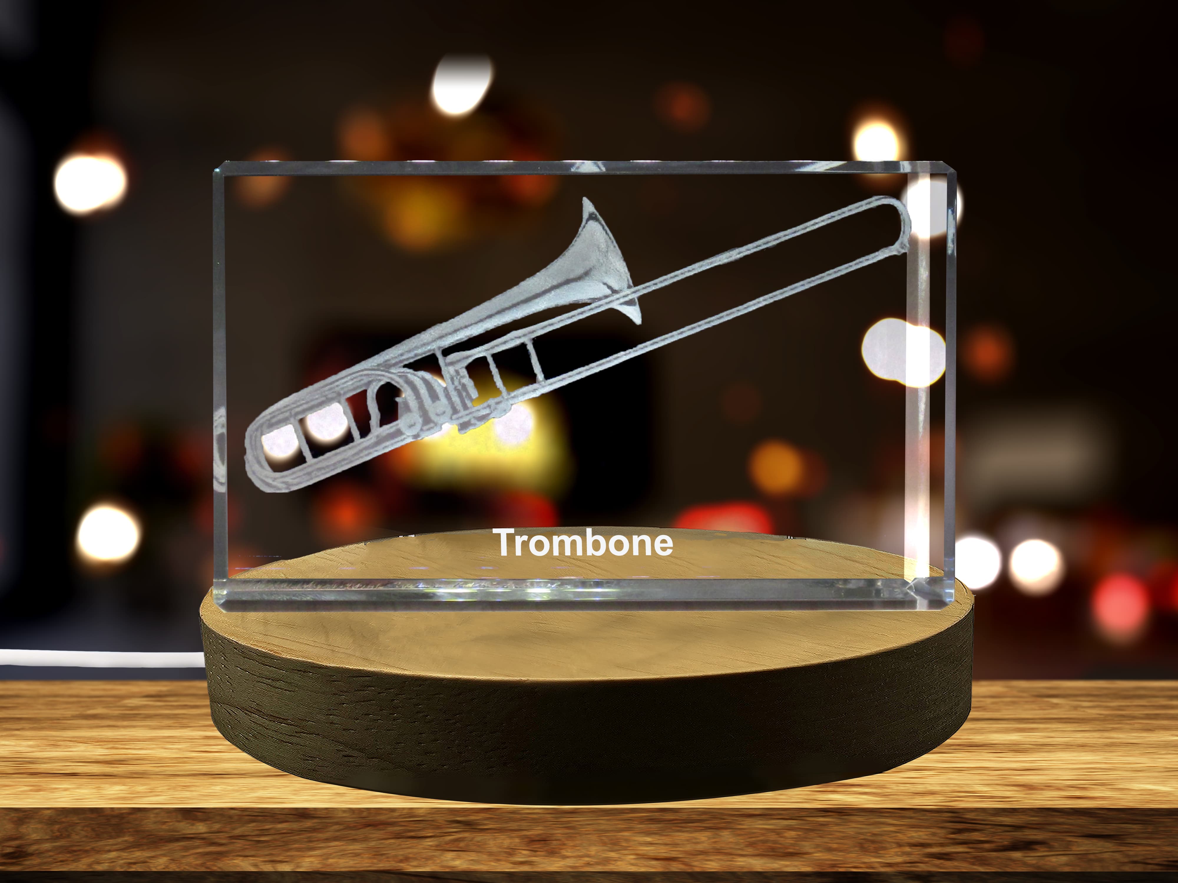 AB Crystal Collection – wholesale Decorative tabletop object – Trombone Recognition 3D Engraved Crystal 3D Engraved Crystal0