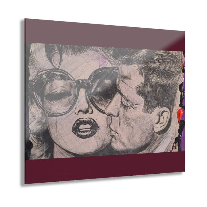 Marilyn and JFK A Love Affair Stencil Art With Charcoal Acrylic for wholesale by Chateau Wanton
