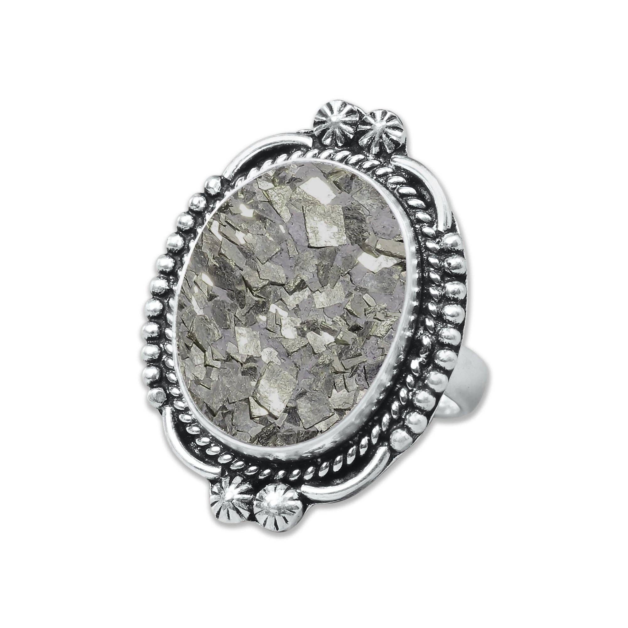Handmade Jewels - Wholesale Cocktail/Statement Ring - Pyrite Druzy Rings – Handmade, Silver-Plated, Sparkling Natural Stone (Made to Order)11
