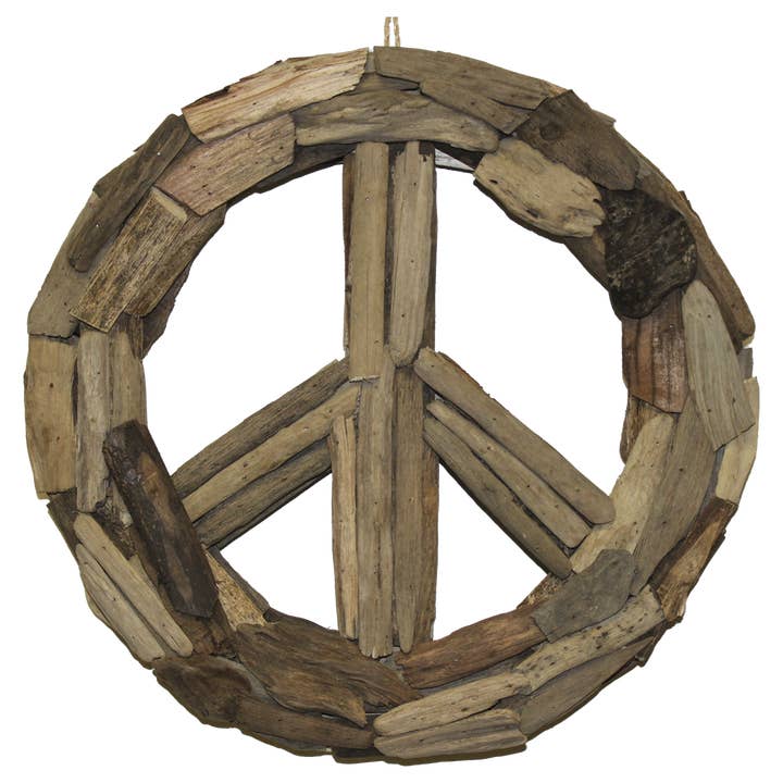Folk Craft Wood Cut Peace Sign Med - KGT64 for wholesale by World Buyers