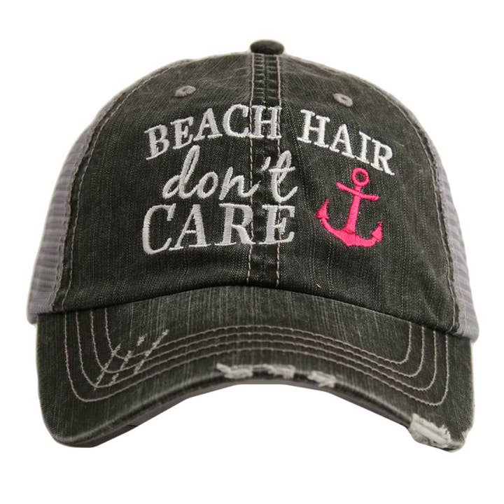 Katydid - Wholesale Trucker Hat - Women's - Beach Hair Don't Care with Anchor Design Trucker Hat4
