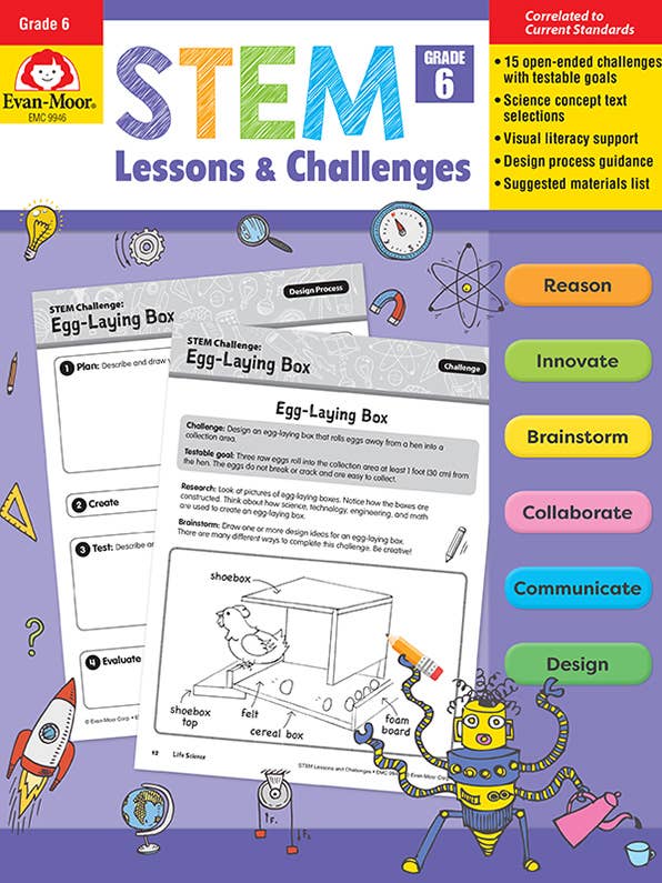 Stem Lessons and Challenges, Grade 6 Teacher Resource for wholesale by Evan-Moor Educational Publishers
