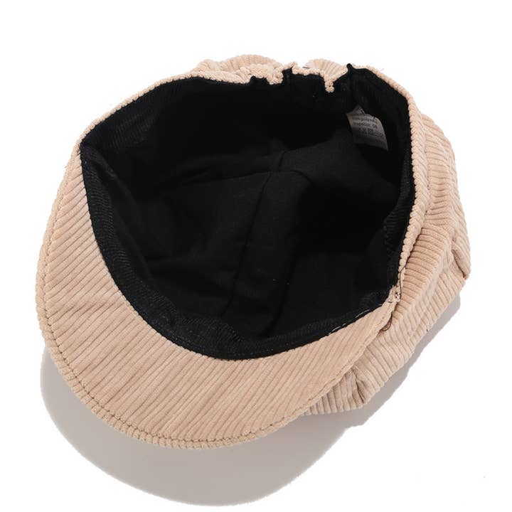 Wholesalesir - Vente Casquette gavroche – femme - Chapeau octogonal rétro en velours côtelé1