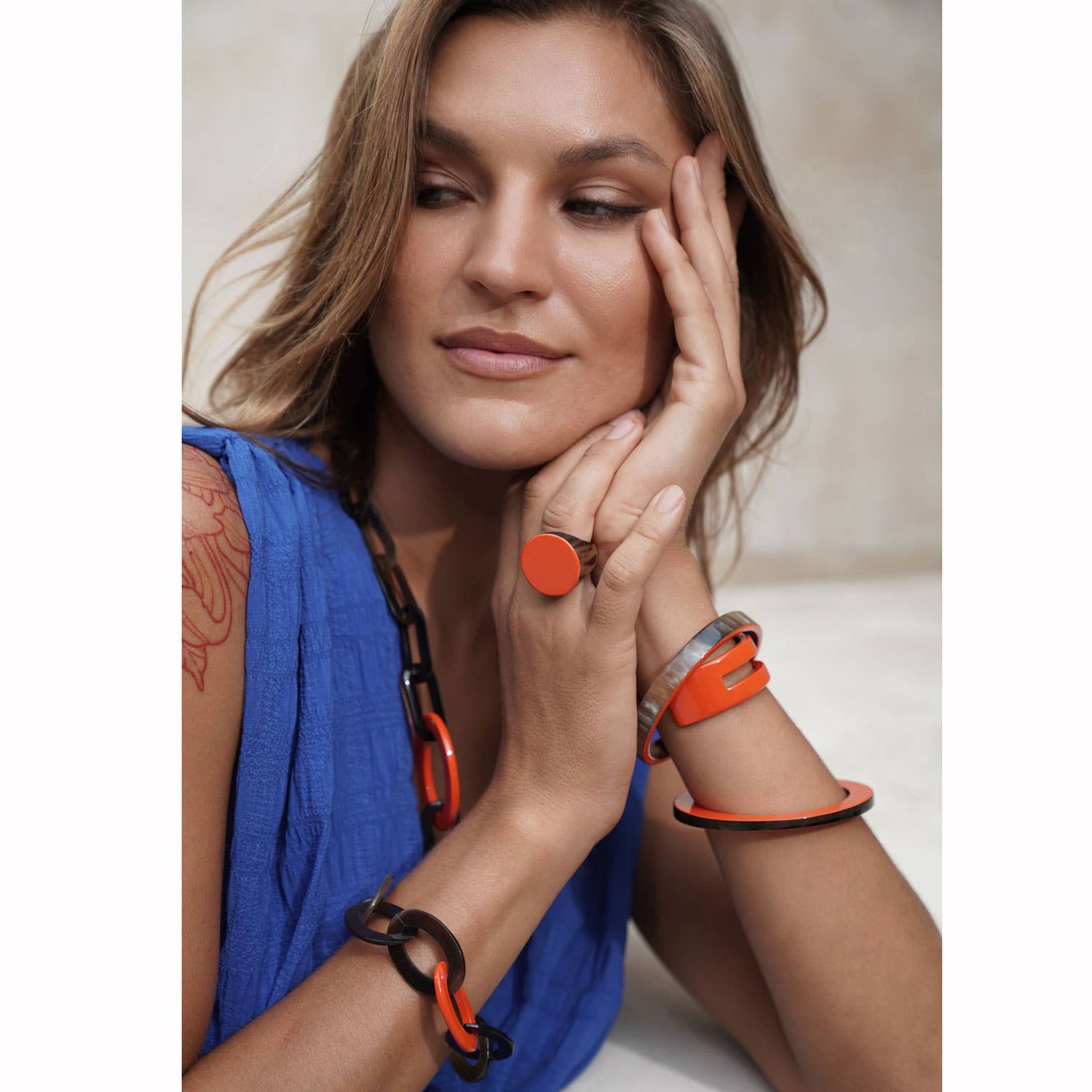 BRANCH JEWELLERY - Vente Bracelet jonc - Bijou bracelet jonc naturel orange/marron pour femmes3