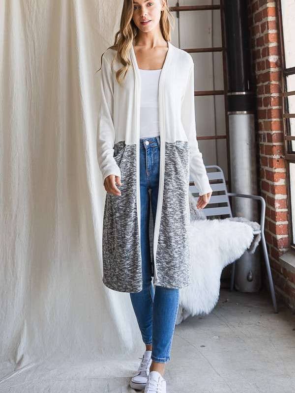 Culture Code - Wholesale Cardigan - Women's - CHD1348LA - COLOR BLOCK HALF DUSTER