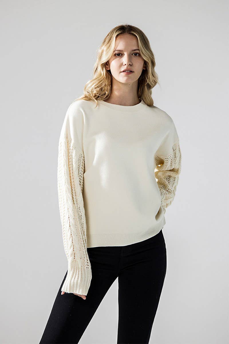 noflik – Großhandel Strickpullover – Damen – Plus Cozy Solid Body Contrast Cable Strickpullover -INT1031P_11