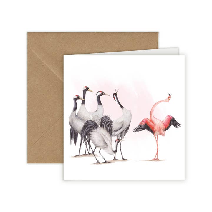 Tarjeta de felicitación de flamencos y grullas, tarjeta de cumpleaños de animales, pájaros para venta al por mayor de Beast of Paradise