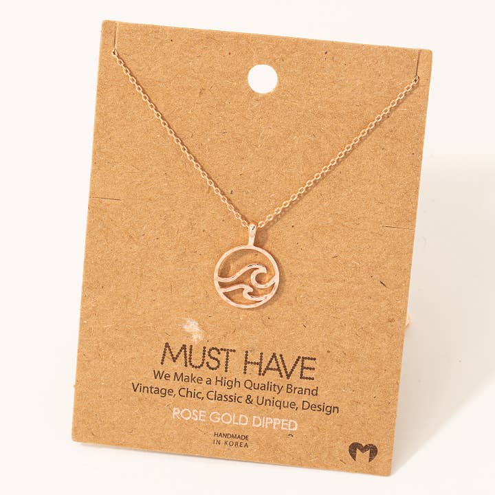 Fame Accessories - Wholesale Pendant/Charm Necklace - Wave Coin Pendant Necklace
